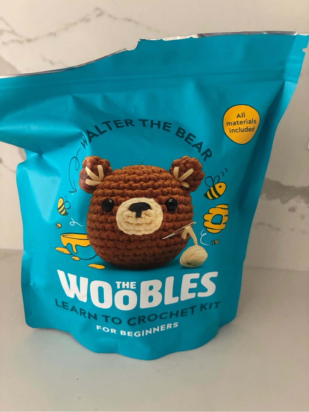 The woobles Walter the Bear Crochet Kit - Brown